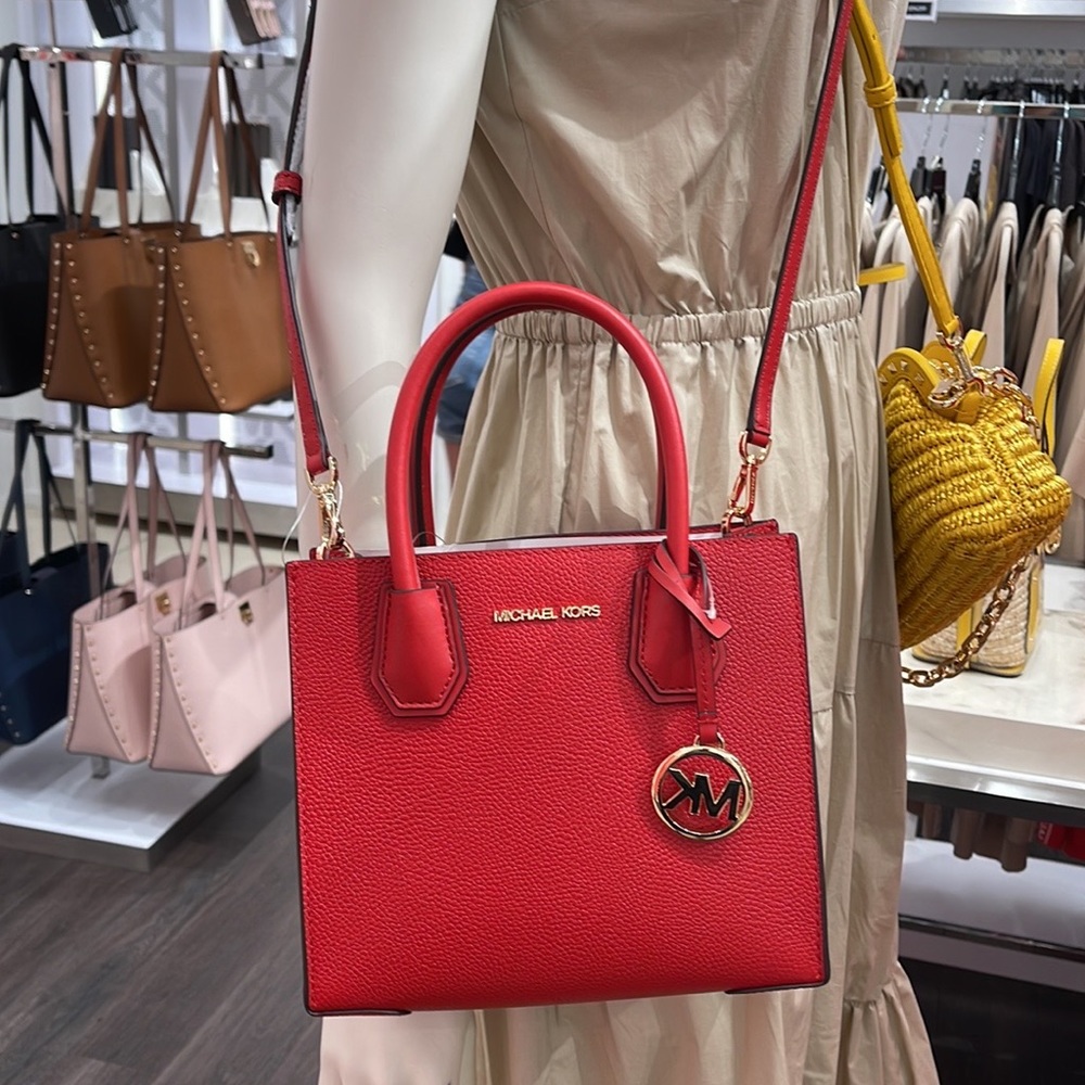 Michael Kors Mercer Medium Leather Messenger Flame